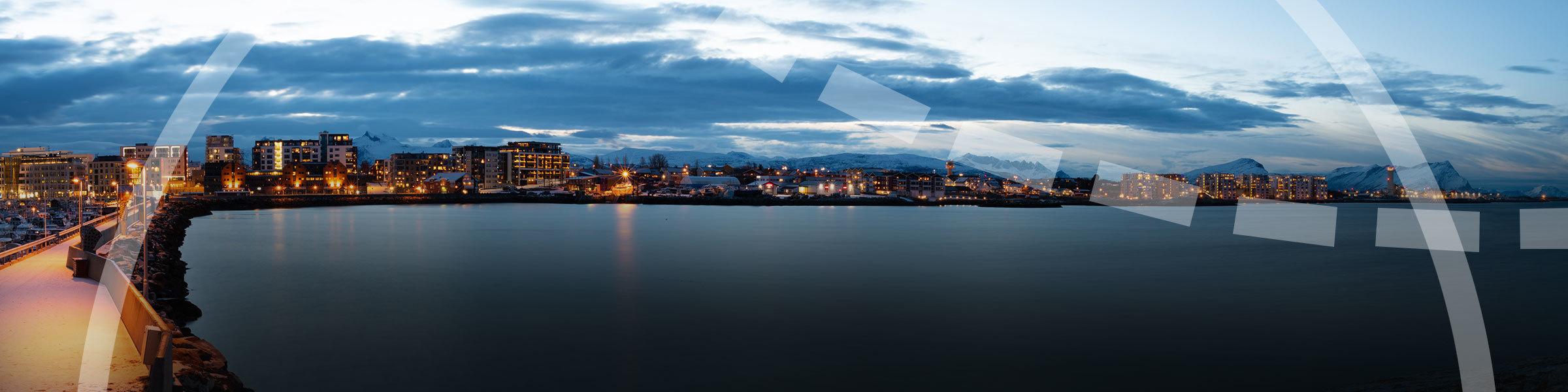 Panoramabilde av Bodø sett fra moloen